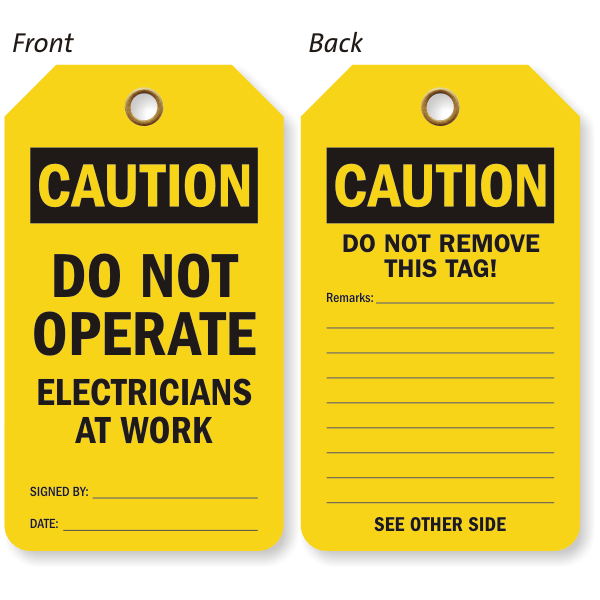 Do Not Operate Electricians At Work Caution 2 Sided Sku Tg 0595