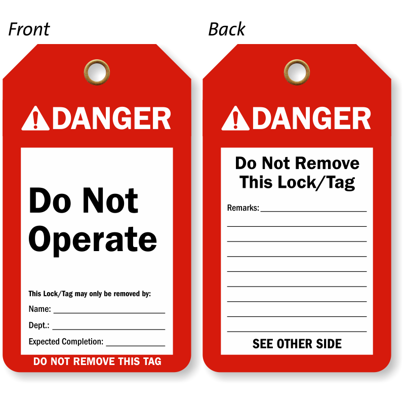 Danger Do Not Operate Personal Tags Weatherproof pack of 25-90mm x 148mm 