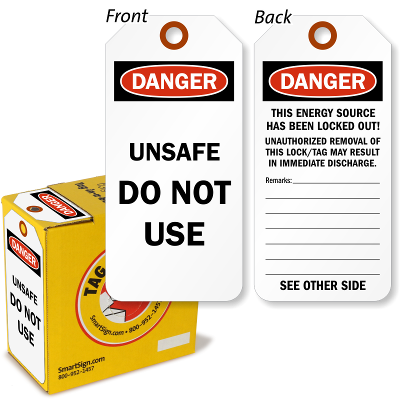 reusable Pack of 5. Lockout/off Danger Tags - Do Not Operate 
