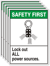 Safety Label: Lock Out ALL Power Sources