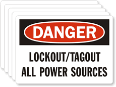 Danger Label: Lockout / Tagout All Power Sources