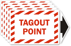 Tagout Point Vinyl Label (with arrow)