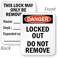 2-Sided Locked Out Remove By Padlock Label