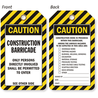 OSHA Caution Construction Barricade Status Tag