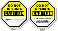 Do Not Operate Plastic Tag