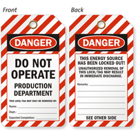 Do Not Operate Production Department Double Sided Tag