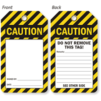 Self Laminating Caution Headers and Blank Tags 2-Sided