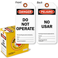 Bilingual 2-Sided Do Not Operate Danger Tag