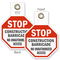 Construction Barricade No Access Stop Tag