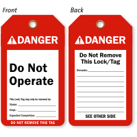 Do Not Operate Danger Tag