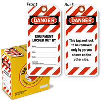 Danger Equipment Locked Out Tag-in-a-Box with Fiber Patch