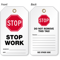 Stop Work Safety Tag